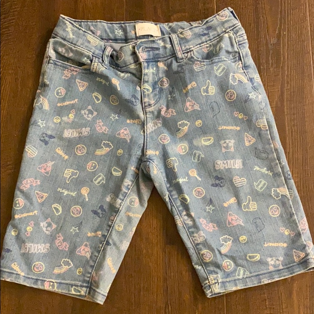 Kids jean emoji shorts